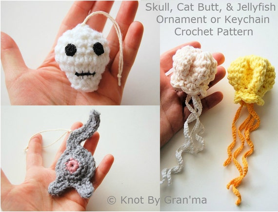 crochet pattern jellyfish or Crochet and Ornament Butt Cat Skull, Jellyfish,  Patterns