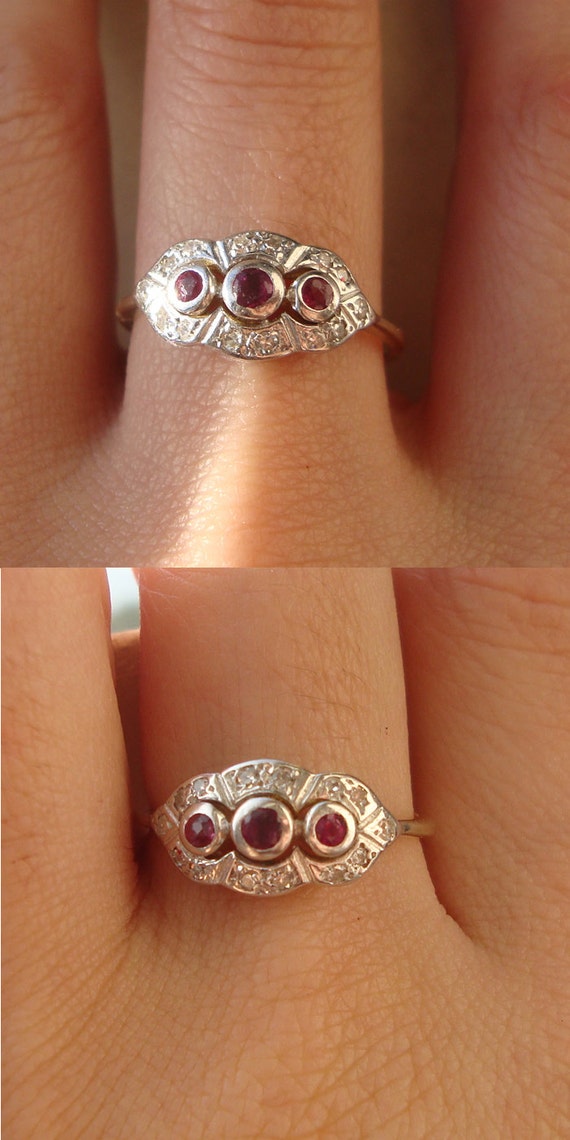 art deco diamond ruby ring