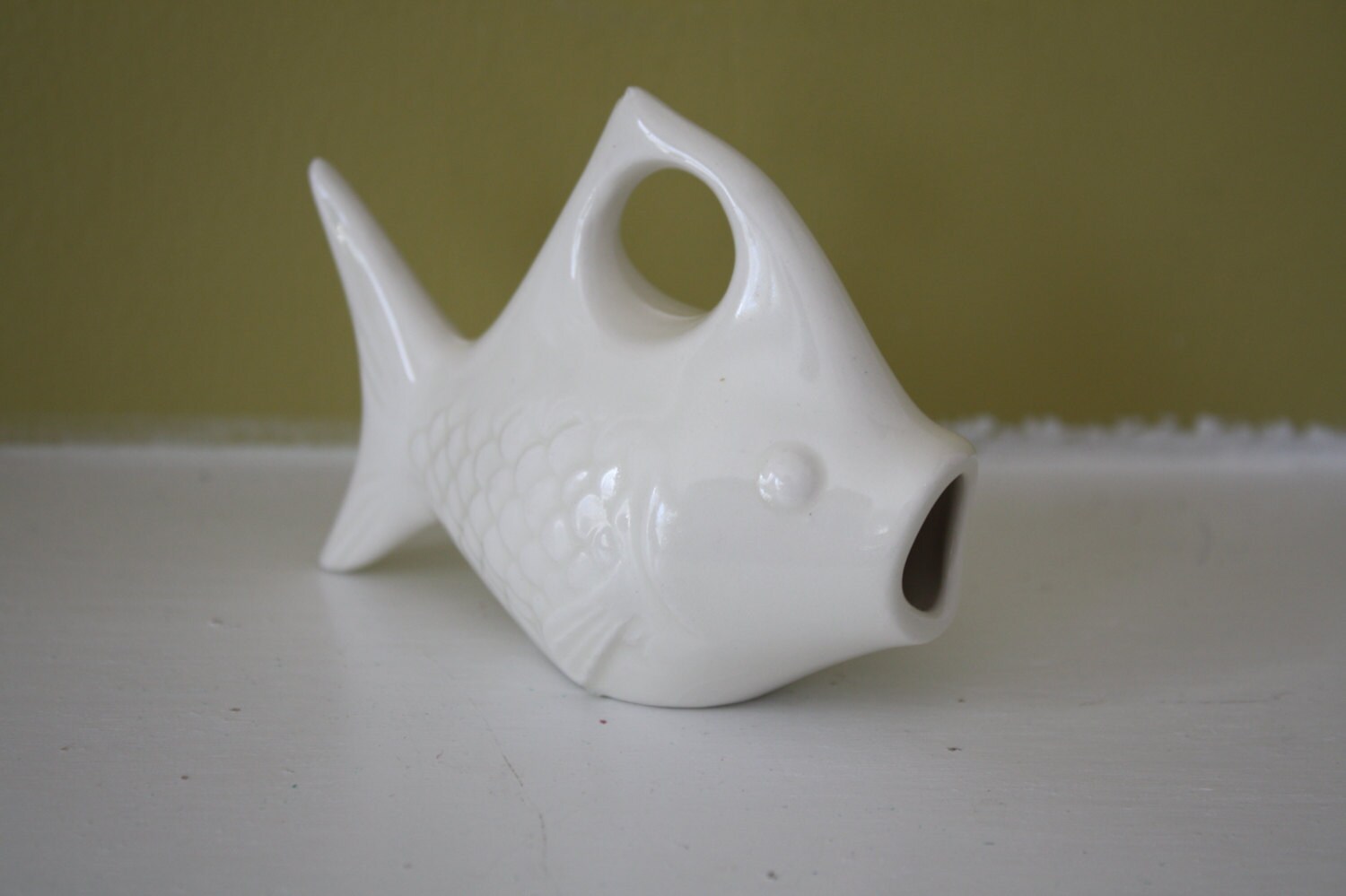 Ceramic fish toothpick holder. Vintage toothpick holder.