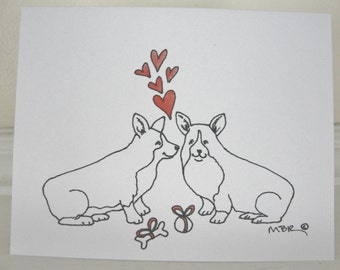 Anniversary Card, Corgi Anniversary Card, Corgi Greeting Card, Corgi Love, Corgi Wedding Card, Corgi Birthday Card, Dog Anniversary Card