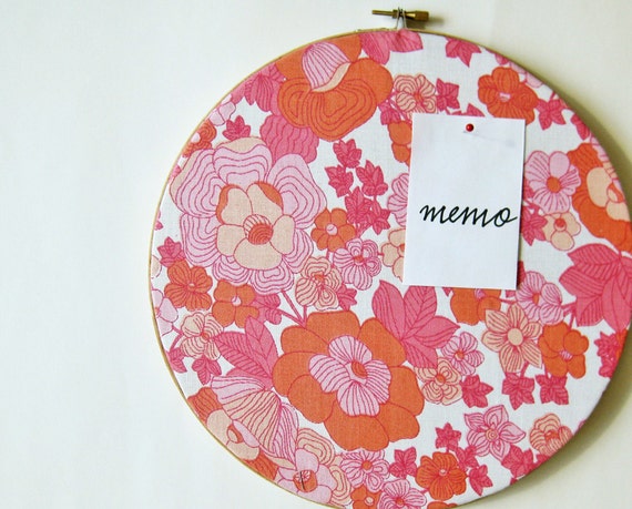 Bulletin board / pin board vintage pink flowers by oktak on Etsy