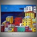 ORIGINAL Landscape Oil Painting PORTOFINO ITALY Art Colorful Seaside Italian Art 36x28 by BenWill