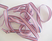Red White Blue Striped  Grosgrain Ribbon Offray Designer Ribbons - 5 yds