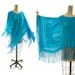 90s Burnout Velvet Poncho with Long Piano Fringe
