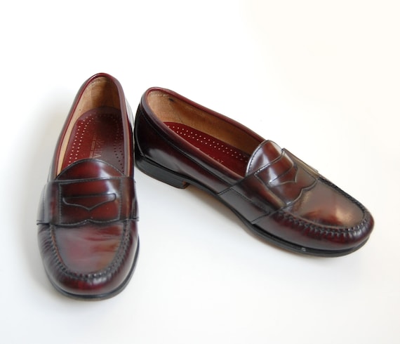 80s Mens Penny Loafers / Cole Haan oxblood leather Shoes