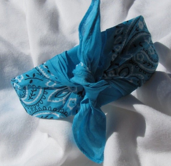 Bandana Knot Tie Headband TURQUOISE by shirkdesigns on Etsy