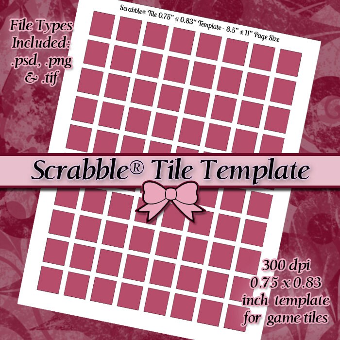 Scrabble Tile .75x.83 inch DIY DIGITAL Collage Sheet TEMPLATE