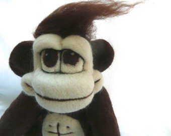 Mokey the Monkey -  A needle felted all wool art doll