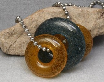 Pate de Verre Fused Glass Beads Necklace - Water Fire