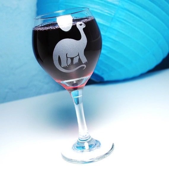 Brontosaurus Everday Wine Glass dinosaur by BreadandBadger