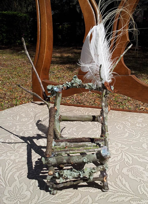 Dame Darcy, Egret Feather Lounge chair, Doll, Faery, Fantasy, whimsical, Miniature, Furniture, Native American