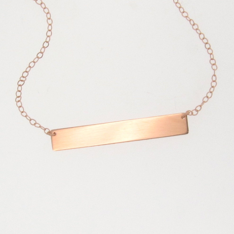 Gold Bar Nameplate Necklace 14K ROSE Gold Name Plate As