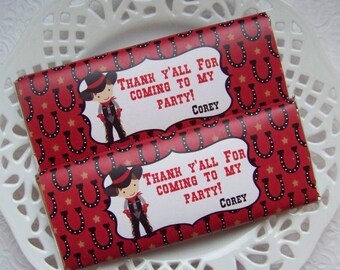 Printable Personalized Cowboy Birthday Large Candy Bar Wrappers