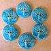 6 Handmade Stoneware Buttons - Tree of Life Buttons in a Sky Blue Gloss