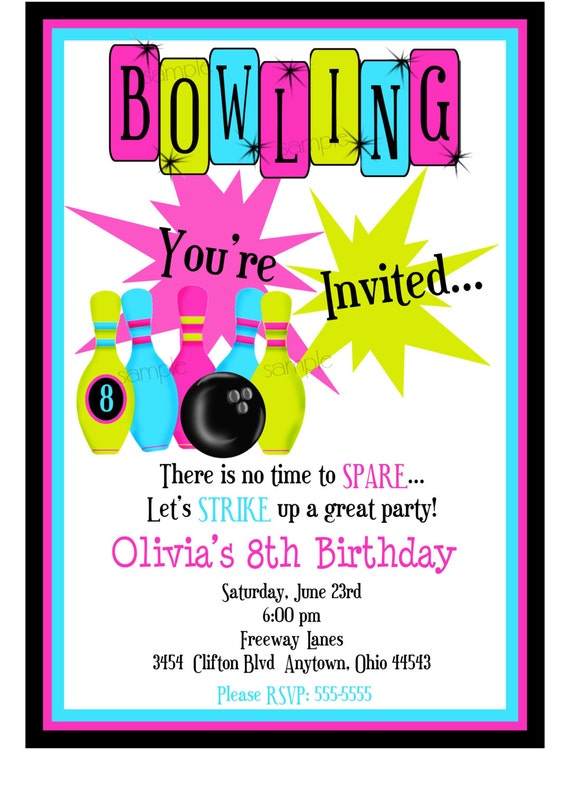 Cosmic Bowling Party Invitations 6