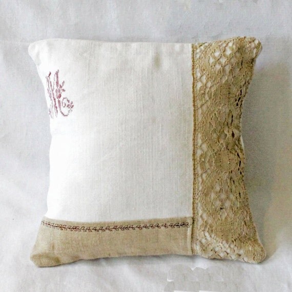 Items Similar To French Country 13x13 Initial Pillow Made Of Antique   Il 570xN.420093024 Hvh1 