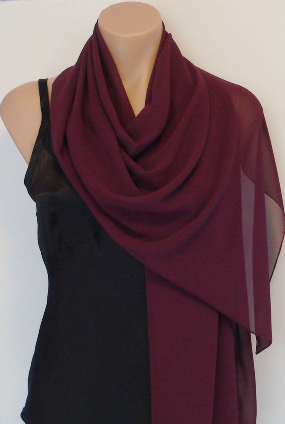 Burgundy Chiffon Scarf Wrap by AllSeasonsBoutique on Etsy