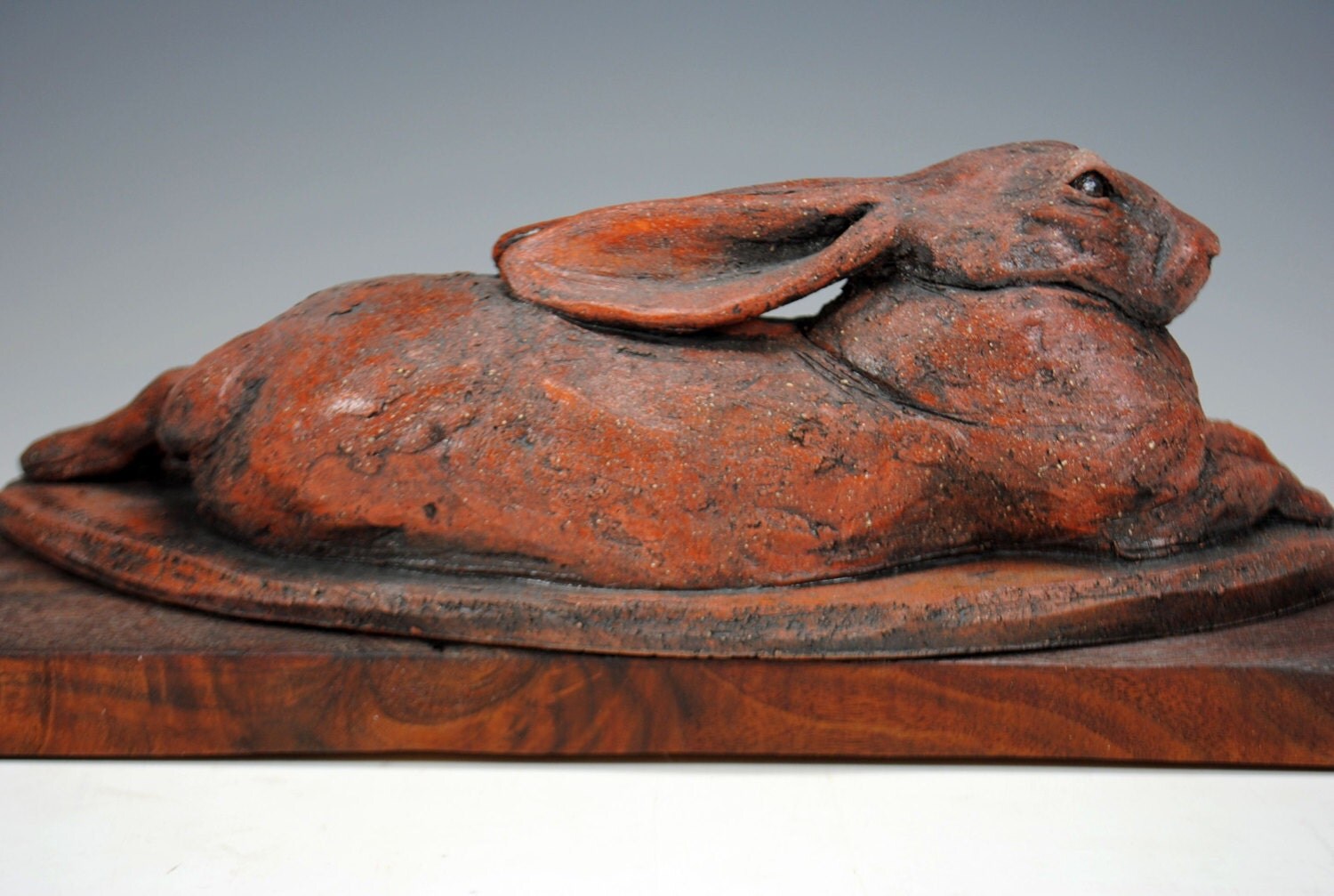 wooden hare sculpture