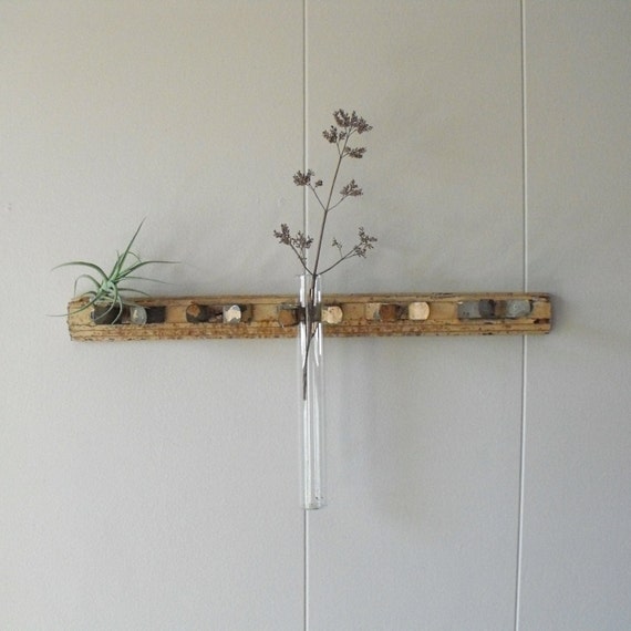Vintage Test Tube Holder with Test Tube Metal Wall hanging