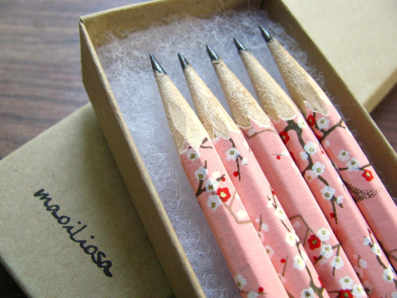 washiwrapped japanese pencils set of 5 springtime