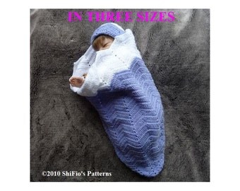 CROCHET PATTERN For Ripple Baby Cocoon, Papoose & Hat in 3 Sizes PDF 144