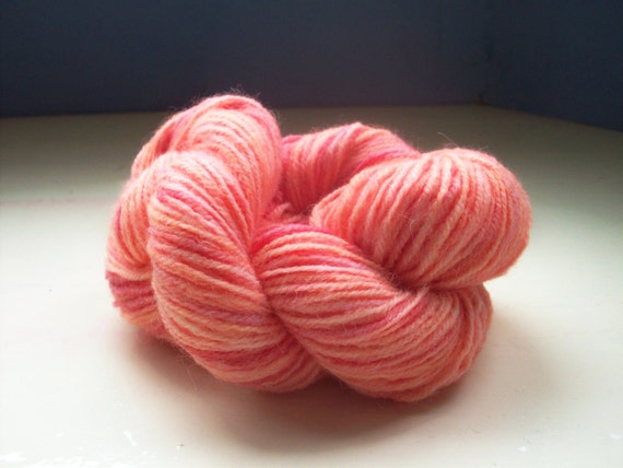 Sock yarn hand dyed merino alpaca 100g coral by SpinningStreak