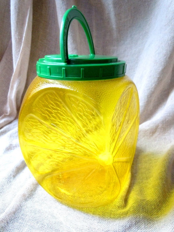 Vintage Plastic Orange Juice Pitcher with Lid and Handle