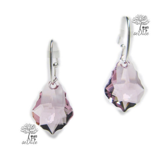 925 stamped Sterling Silver Dangle Swarovski Baroque Earrings ...