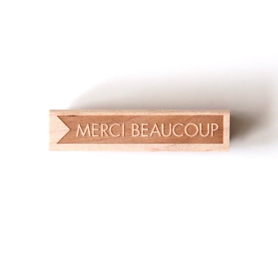Merci Beaucoup Thank You Rubber Stamp in French Original