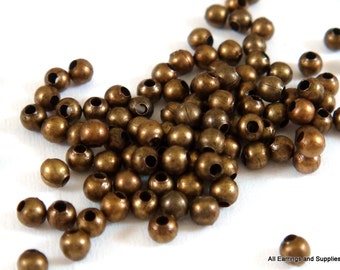 250 Spacer Beads 2mm Antique Bronze Plated Iron Metal Beads - 4.5 grams - M7046-AB250