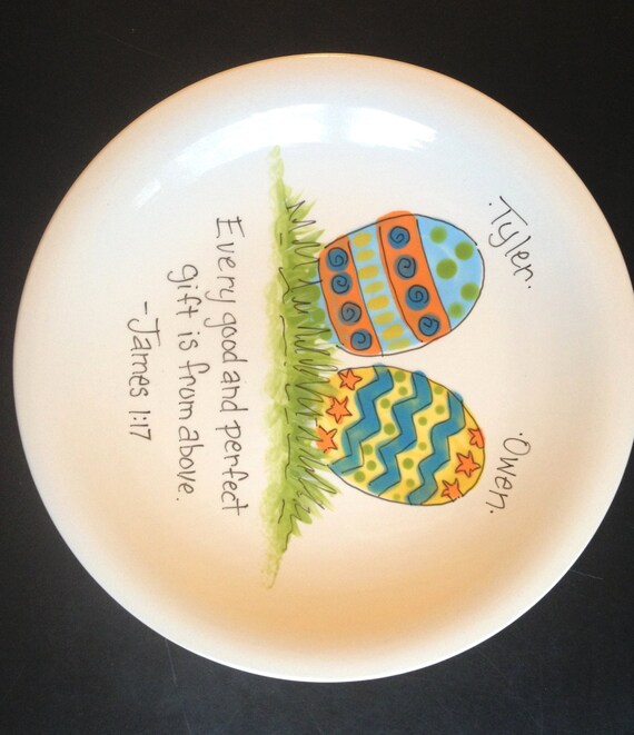 Handpainted Easter Plate Great gift for Grandparents Moms