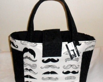 Large Where's My Stache Mustache Diaper Bag Tote NEW PRINT
