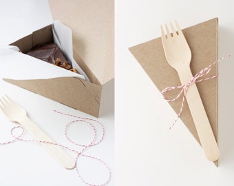 50 DELUXE LIDDED Wedge-Shaped Pie Box Kits with FORKS