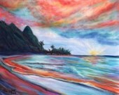 Kauai Bali Hai Sunset 8x10 print from Kauai Hawaii peach pink teal blue orange purple Kauai Bali Hai Sunset 8x10 print from Kauai Hawaii peach pink teal blue orange purple