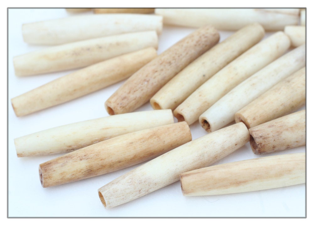 Bone pipe beads natural bone hairpipe beads 1 1/2 inch set