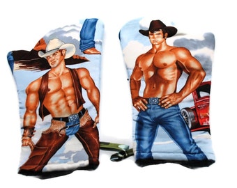 Handmade Oven Mitts set of 2 Hot Cowboys