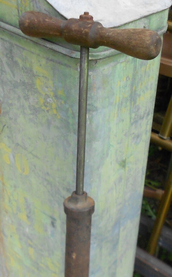 Vintage BICYCLE TIRE PUMP working air pump iron wood