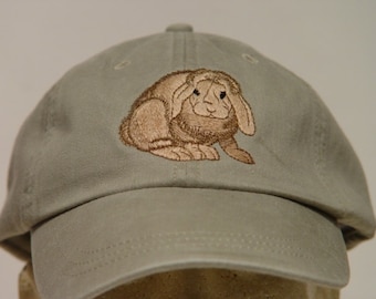 Lop Eared Bunny Rabbit Hat - One Embroidered Wildlife Cap - Price Embroidery Apparel - 24 Color Caps Available