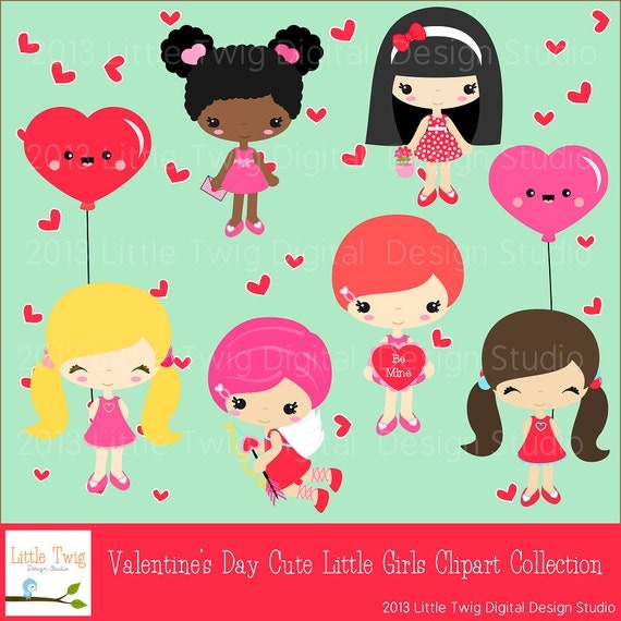Valentine's Day Kids Children Digital Clipart clip art