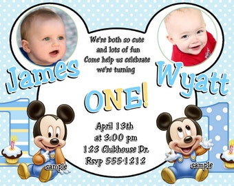 Baby Mickey Mouse & Baby Minnie Mouse Twins 1st Birthday