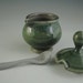 Glossy Green Lidded Ceramic Jar with Spoon
