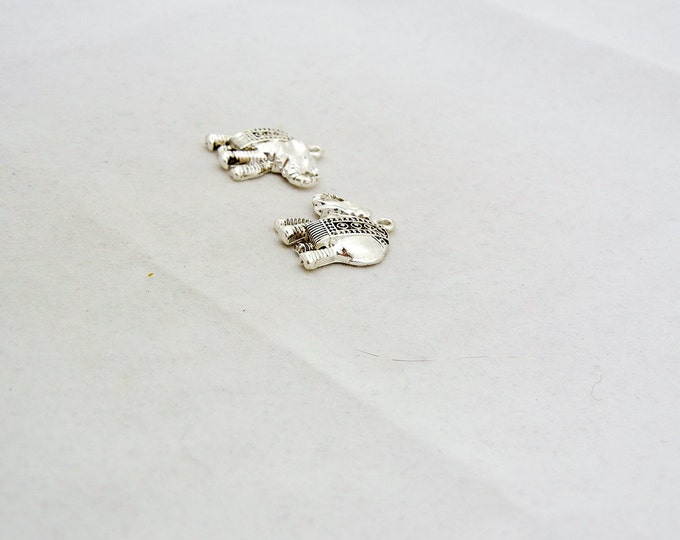 Pair of Small Antique Silver-tone Elephant Charms