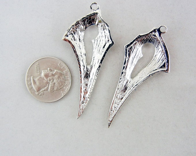 Pair of Tattoo-style Silver-tone Rhinestone Drop Charms