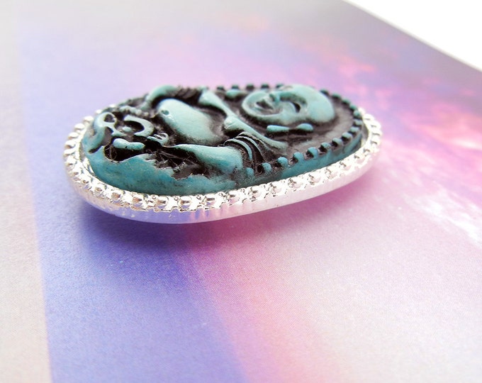 Silver-tone Blue Acrylic Buddha Slide Charm