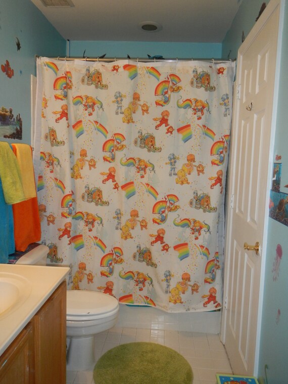 Shower curtain Made With Vintage rainbow Brite Bed Sheets not