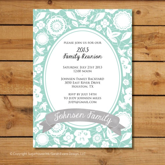 Family Reunion Invitations Formal Floral Oval