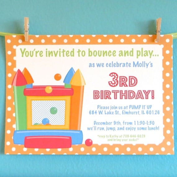 15 custom print bounce house invitations kids by Greencard on Etsy