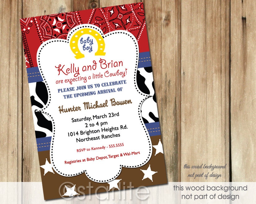 Western Theme Baby Shower Invitations 1