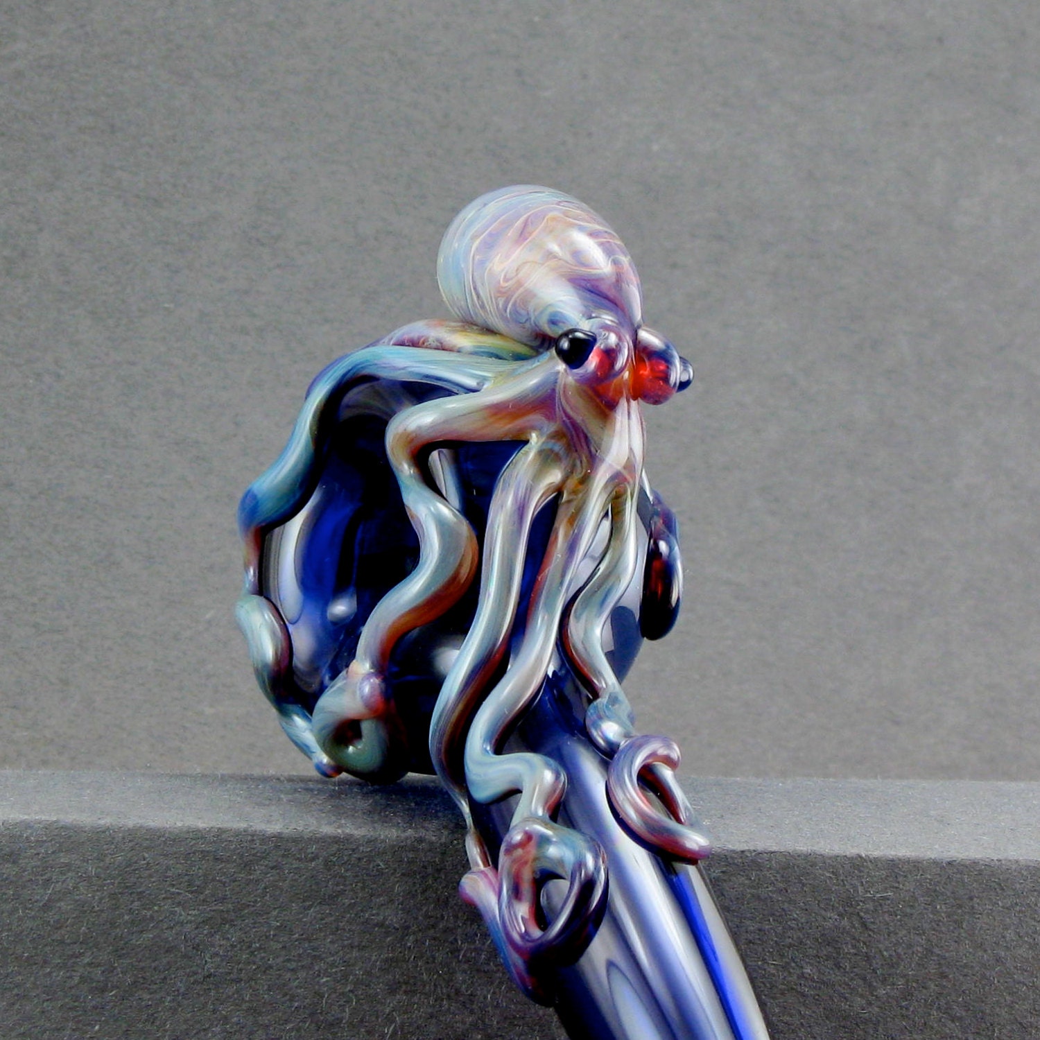 Octopus Glass Pipe Spoon Medium Full color Hand Blown thick