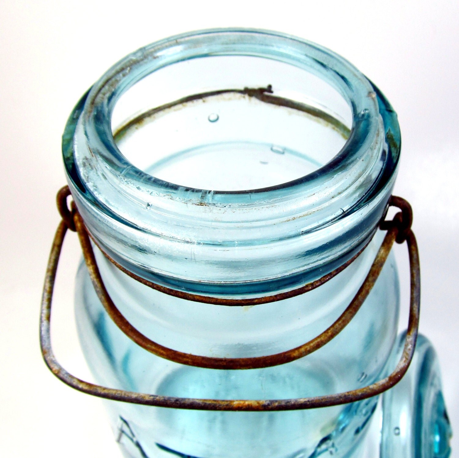 Atlas EZ Seal Blue Glass Mason jar vintage